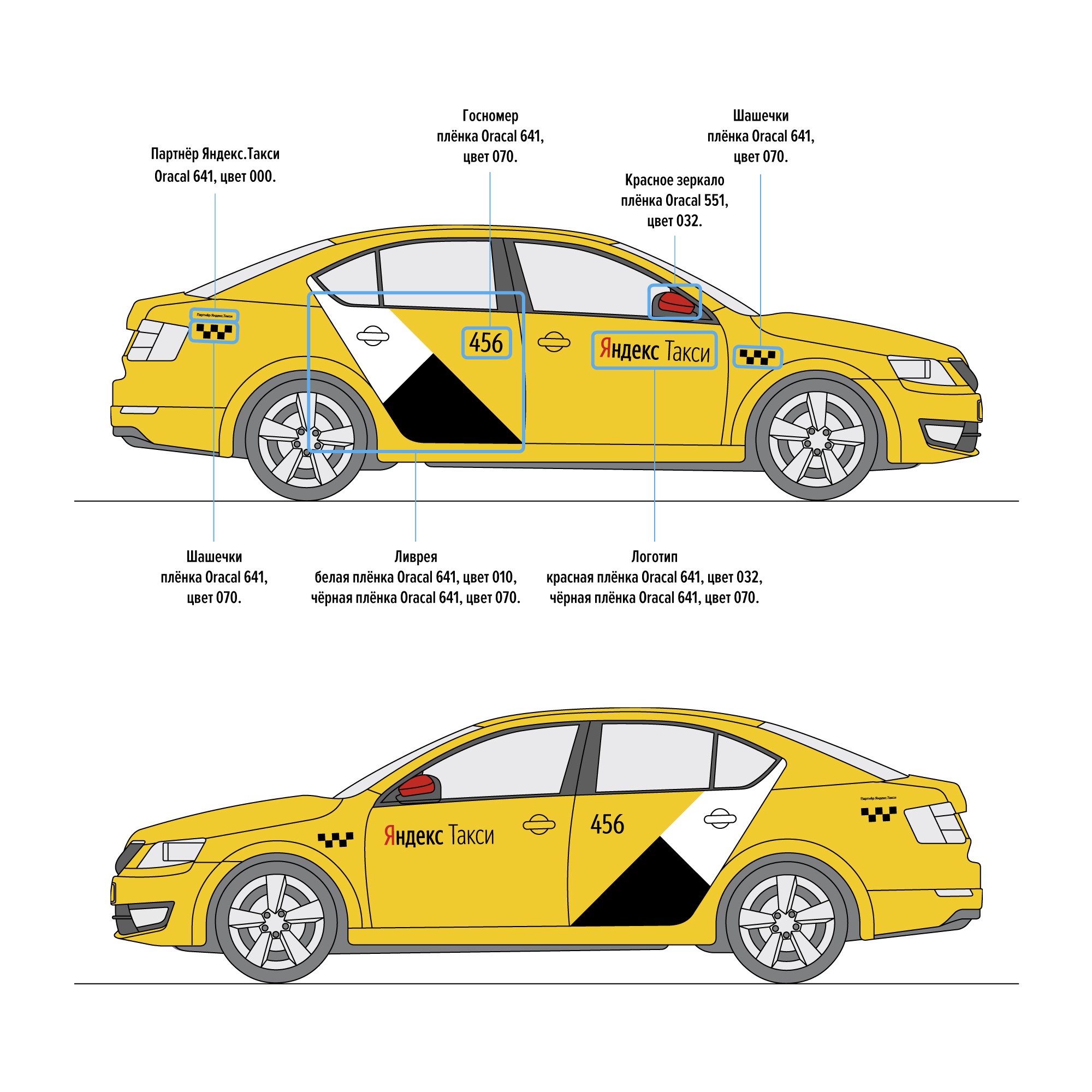 Наклейки Яндекс Такси для темных автомобилей